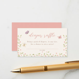 Watercolor Butterfly Baby Shower Diaper Raffle Enclosure Card