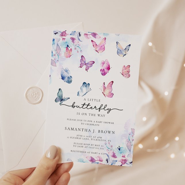 Watercolor Butterfly Baby Shower Invitation (Creator Uploaded)