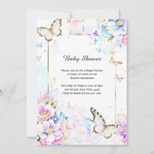 Watercolor Butterfly Baby Shower Invitation