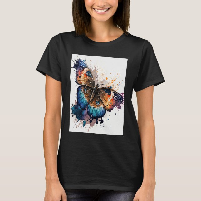 Watercolor Butterfly Beautiful Colorful T-Shirt (Front)