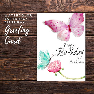Watercolor Butterfly Birthday Card