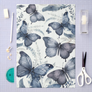 Watercolor Butterfly Blue Chinoiserie Tissue Paper