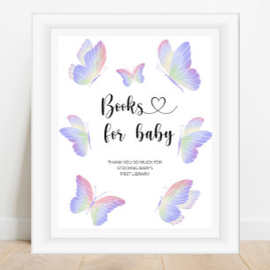 Watercolor butterfly, books for baby poster