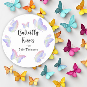 Watercolor Butterfly - Butterfly Kisses Classic Round Sticker