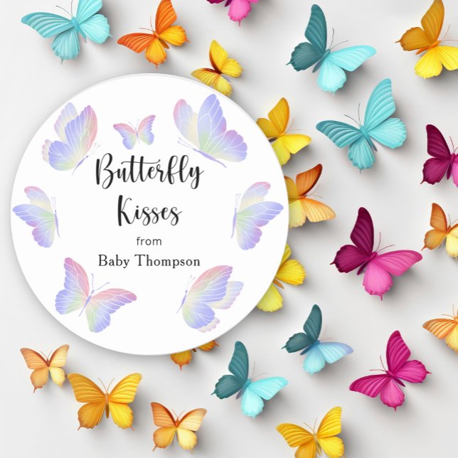 Watercolor Butterfly - Butterfly Kisses Classic Round Sticker (Creator Uploaded)