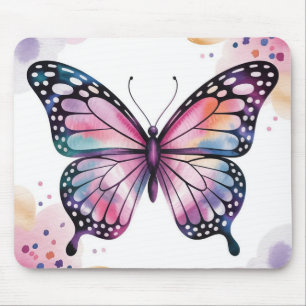 Watercolor Butterfly & Confetti Dots Mouse Pad