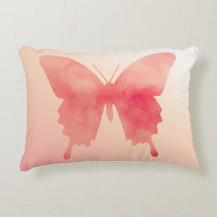 Watercolor Butterfly - Coral and Peach Decorative Cushion