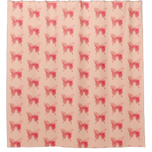 Watercolor Butterfly - Coral and Peach Shower Curtain