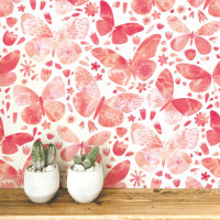 Watercolor Butterfly Coral Pink Art