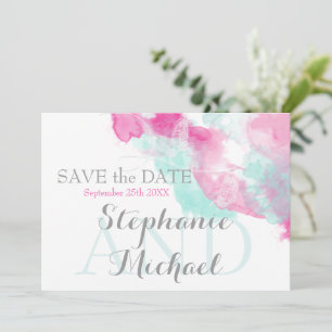 Watercolor Butterfly Cranberry Mint SavetheDate Save The Date