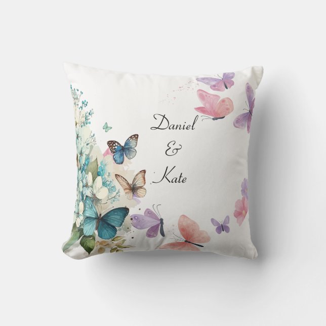 Watercolor Butterfly Cushion (Front)