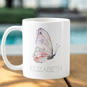 Watercolor Butterfly Custom Name Coffee Mug