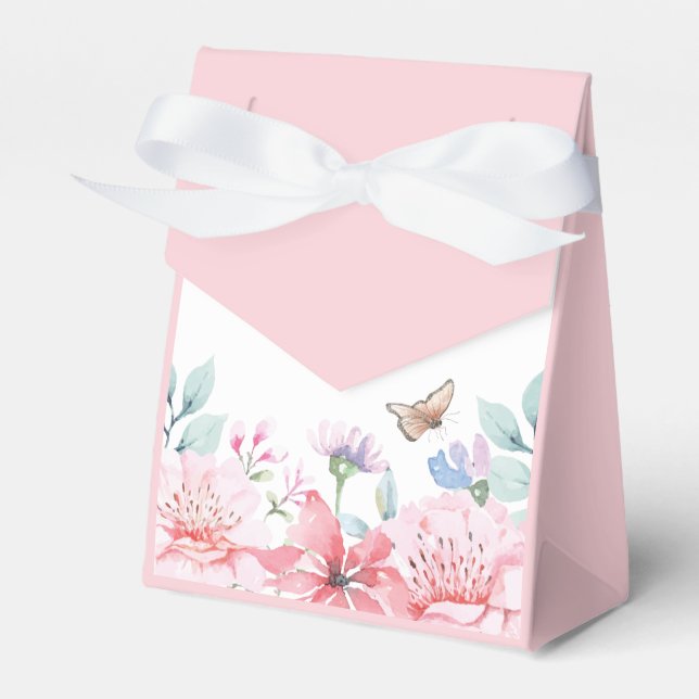 Watercolor Butterfly Favour Box for Baby Shower (Front Side)