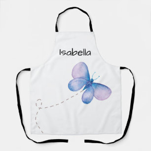 Watercolor Butterfly Flight Script Name Art Apron