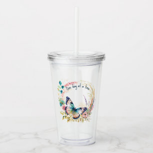 Watercolor butterfly floral custom acrylic tumbler