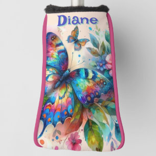 Watercolor Butterfly Floral Garden Personalised Golf Head Cover