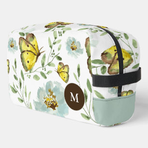 Watercolor Butterfly floral pattern Monogrammed Dopp Kit