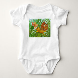 Watercolor Butterfly flower garden Baby Bodysuit