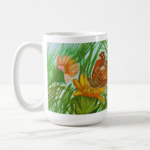Watercolor Butterfly flower garden Coffee Mug