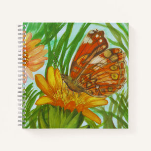 Watercolor Butterfly flower garden Notebook