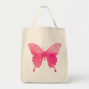 Watercolor Butterfly - Fuchsia and Pastel Pink Tote Bag