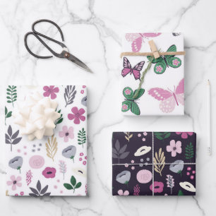 Watercolor Butterfly Garden Pattern Wrapping Paper Sheet