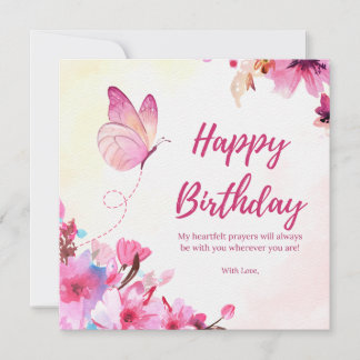Watercolor Butterfly Happy Birthday Greeting Card 