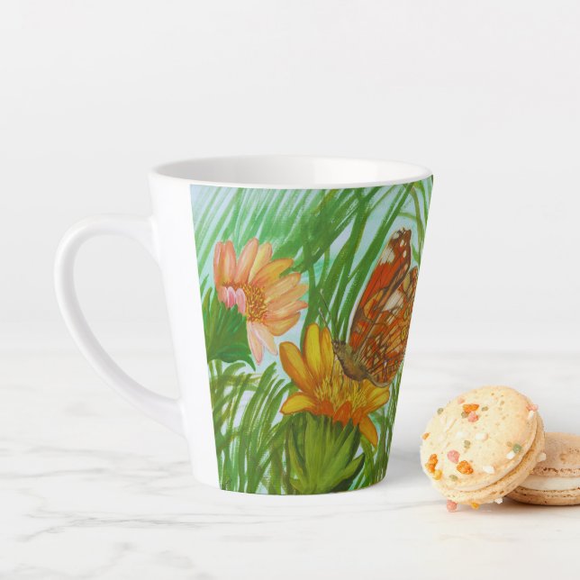 watercolor butterfly in the garden latte mug (In Situ)