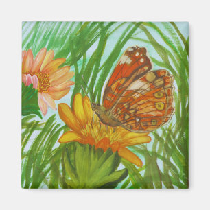 watercolor butterfly in the garden magnet