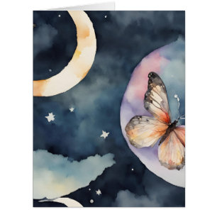 watercolor butterfly in the night sky