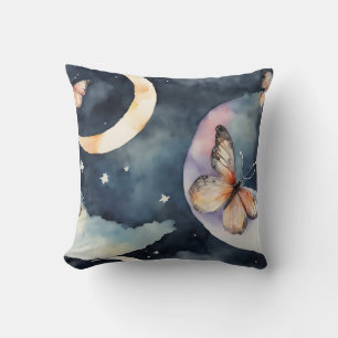 watercolor butterfly in the night sky cushion