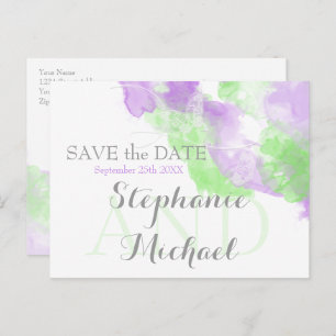 Watercolor Butterfly Matcha Lilac  SavetheDate Announcement Postcard