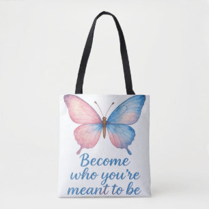 Watercolor Butterfly Motivational Tote Bag