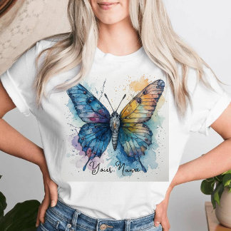 Watercolor Butterfly Nature Art Personalized T-Shirt