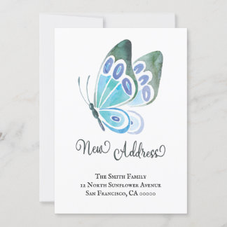 Watercolor Butterfly New Home New Address Announcement