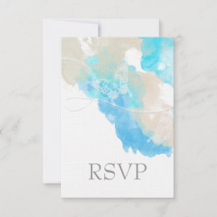 Watercolor Butterfly Ocean Shore RSVP