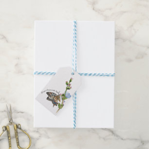 Watercolor butterfly on a chicory flower gift tags