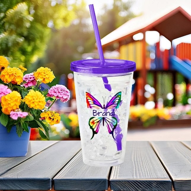 Watercolor butterfly personalised acrylic tumbler (Creator Uploaded)
