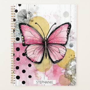 Watercolor Butterfly Pink Boho Nature Art Planner