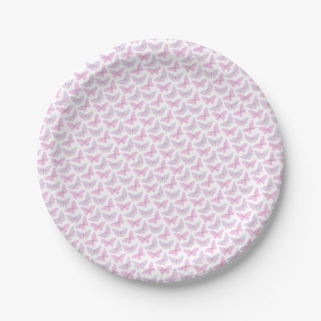 Watercolor Butterfly Pink Purple Baby Shower  Paper Plate (Front)