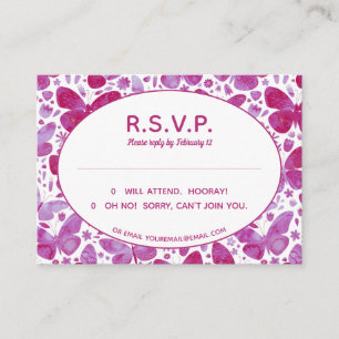 Watercolor Butterfly Pink R.S.V.P. Enclosure Card
