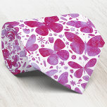Watercolor Butterfly Pink Tie<br><div class="desc">Magenta pink and white watercolor butterfly pattern.</div>