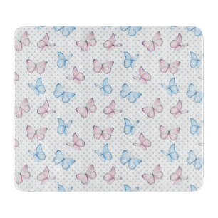 watercolor butterfly polka dot pattern cutting board