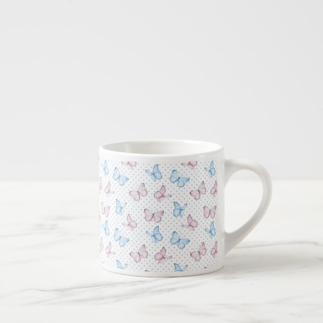 watercolor butterfly polka dot pattern espresso cup (Right)