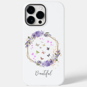 Watercolor Butterfly Purple Flower Floral Patterns Case-Mate iPhone 14 Pro Max Case