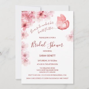 Watercolor Butterfly QR Code Bridal Shower Invitation