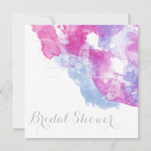 Watercolor Butterfly Raspberry Bliss Bridal Shower Invitation