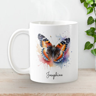 Watercolor Butterfly Red Admiral Personalised Mug