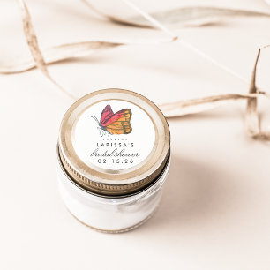 Watercolor Butterfly Red Bridal Shower Classic Round Sticker