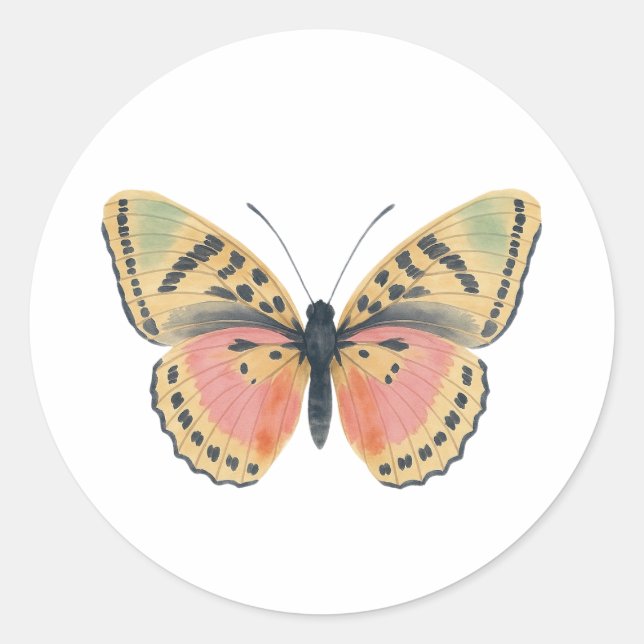 Watercolor Butterfly Round Stickers (Front)